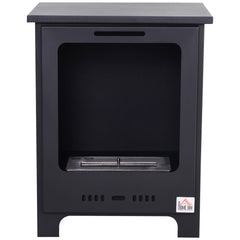 HOMCOM Freestanding Ethanol Fireplace, Bioethanol Fire with 0.9L Tank, 3 Hours Burning Time for Indoor, Black