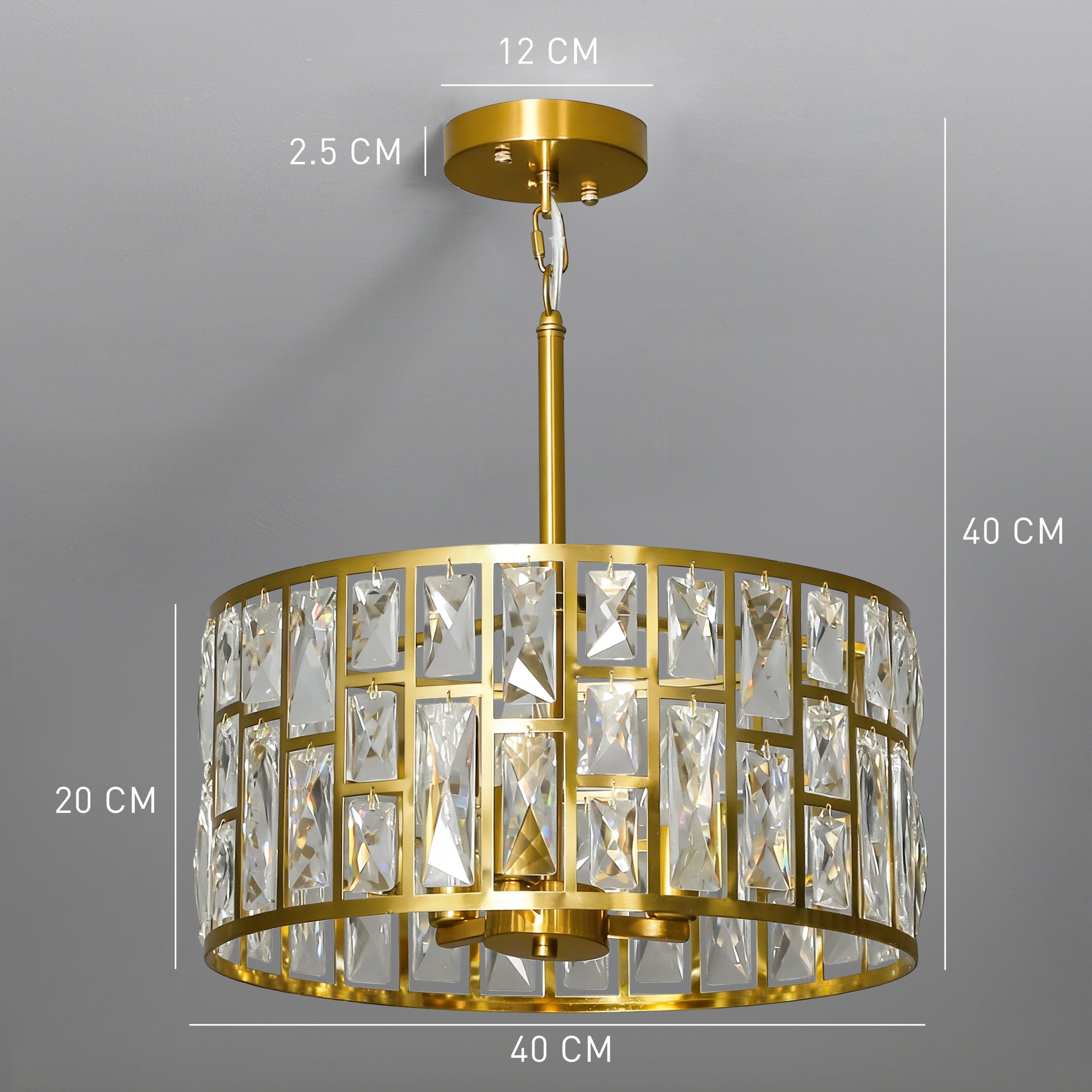 HOMCOM 72 Glass Crystallite Chandelier - Gold-Tone
