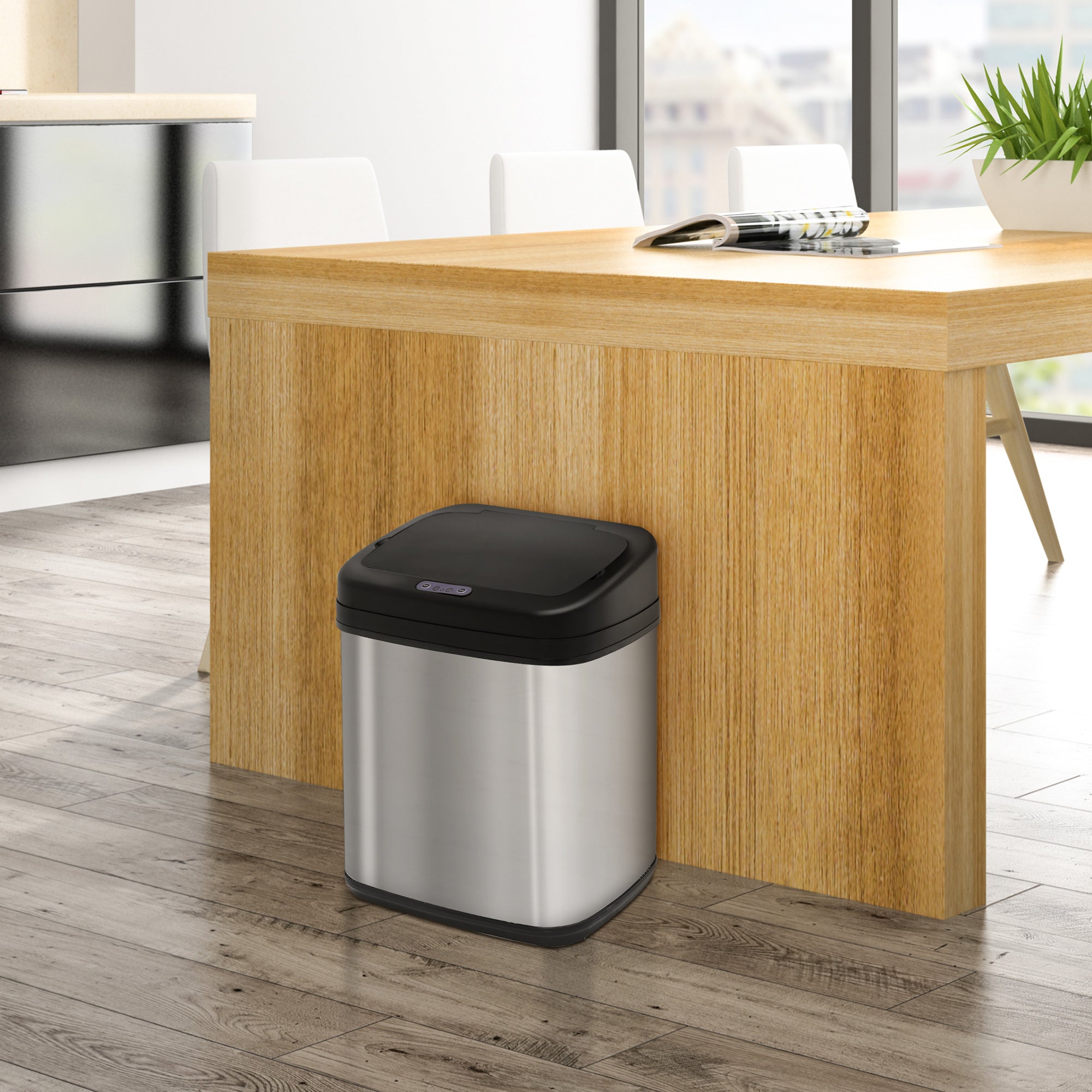 HOMCOM 20L LUXURY Automatic Sensor Dustbin Kitchen Waste Bin Rubbish Trashcan Auto Dustbin Stainless Steel with Bucket 33*25*42.5CM