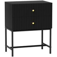HOMCOM Elegant Two-Drawer Bedside Table - Black
