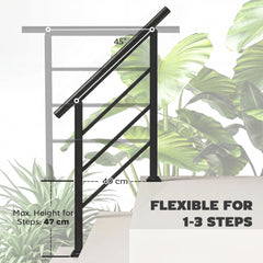 Outsunny Outdoor Handrail for Stairs, 0°-45° Adjustable Wrought Iron Exterior Handrail, Fit 1 to 3 Steps Stair Railing