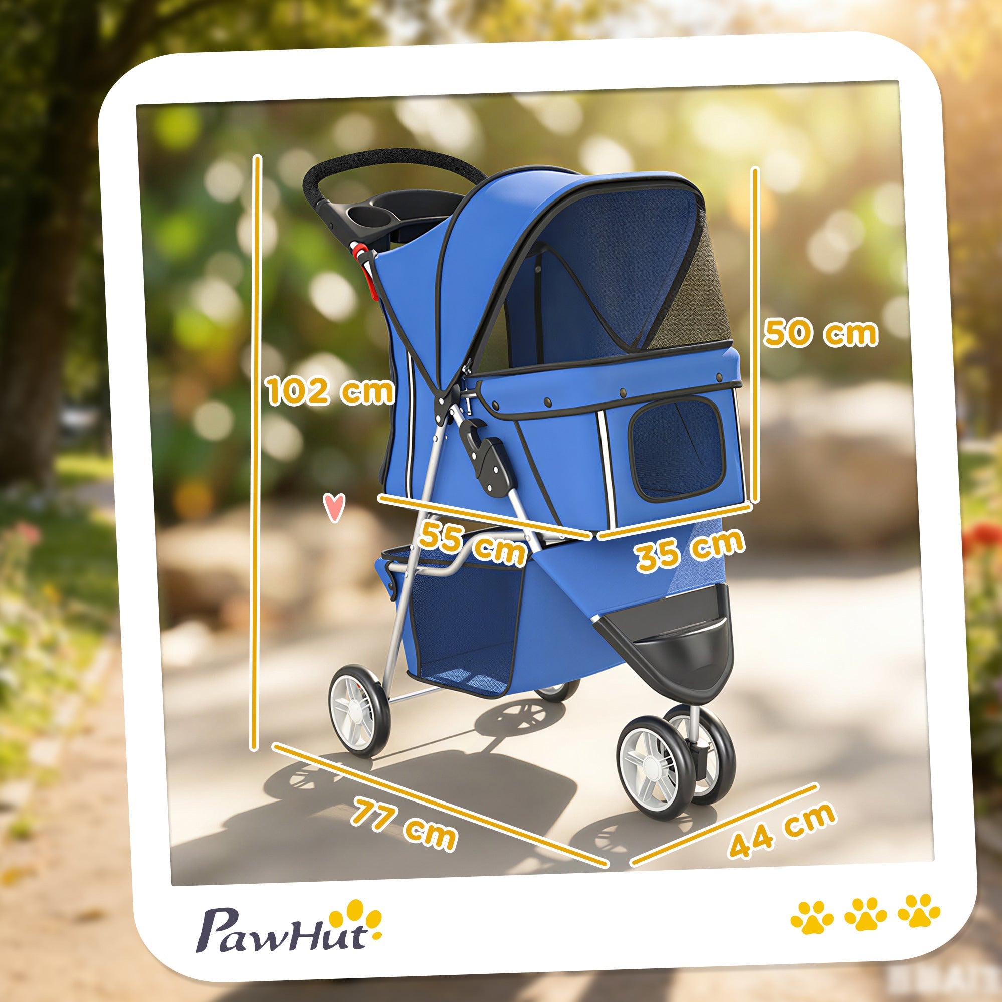 PawHut 3 Wheel Pet Stroller for Small and Miniature Dogs, Blue