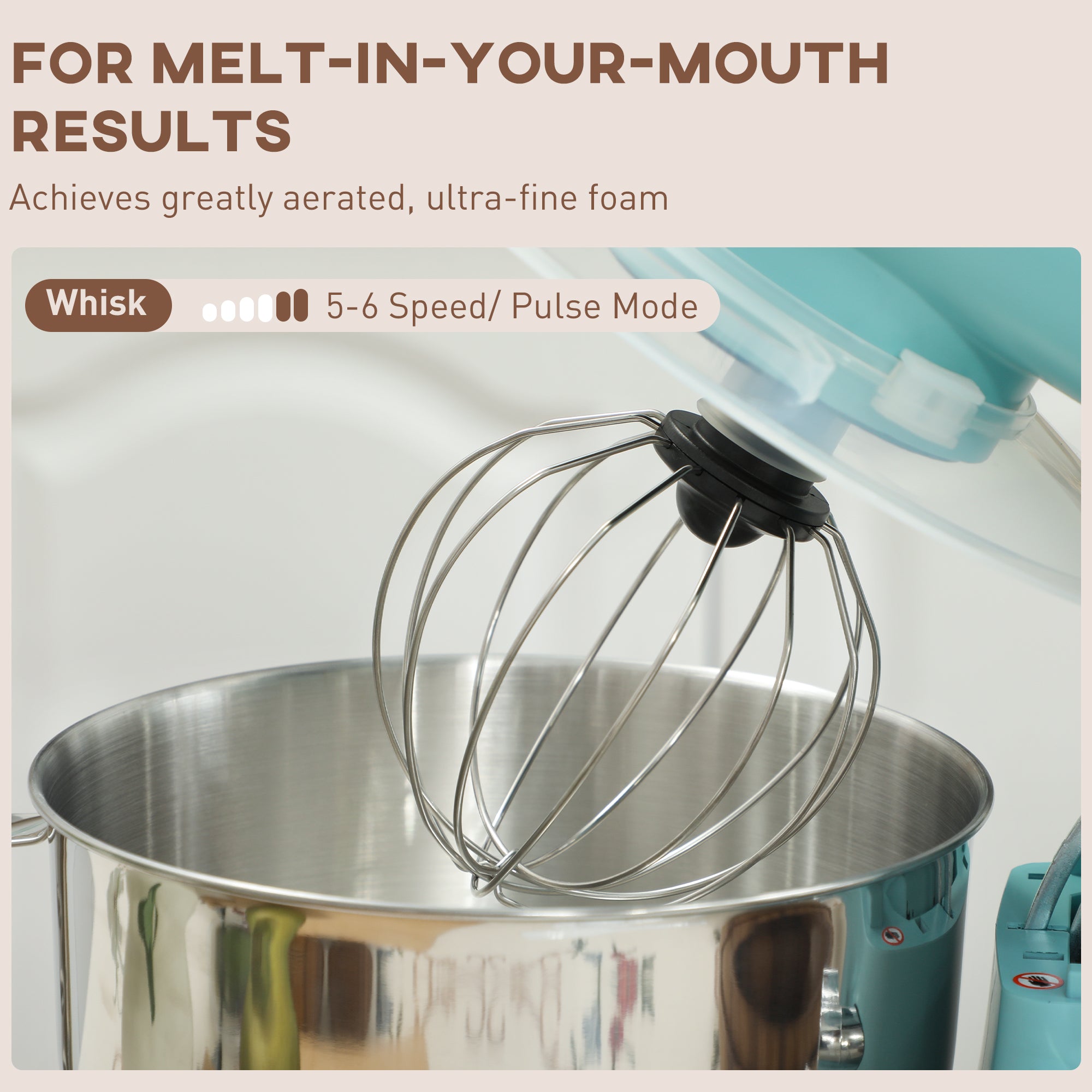 HOMCOM 1300W Kitchen Stand Mixer, with Accessories - Blue