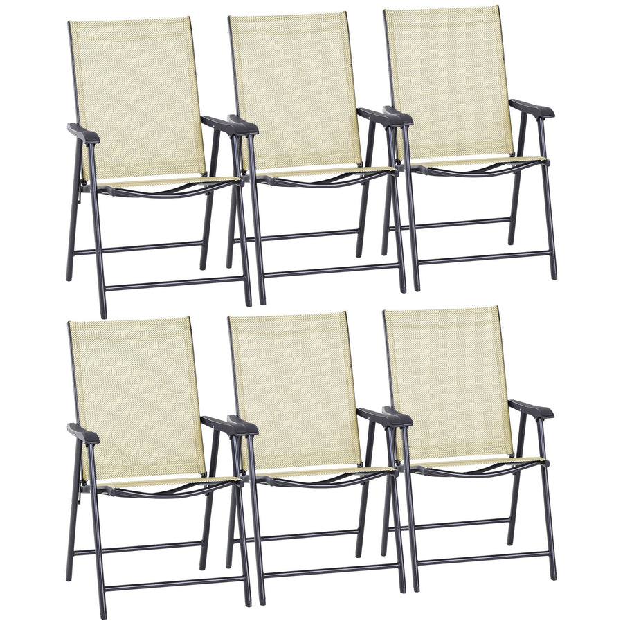 Outsunny Set of Six Folding Garden Chairs - Beige