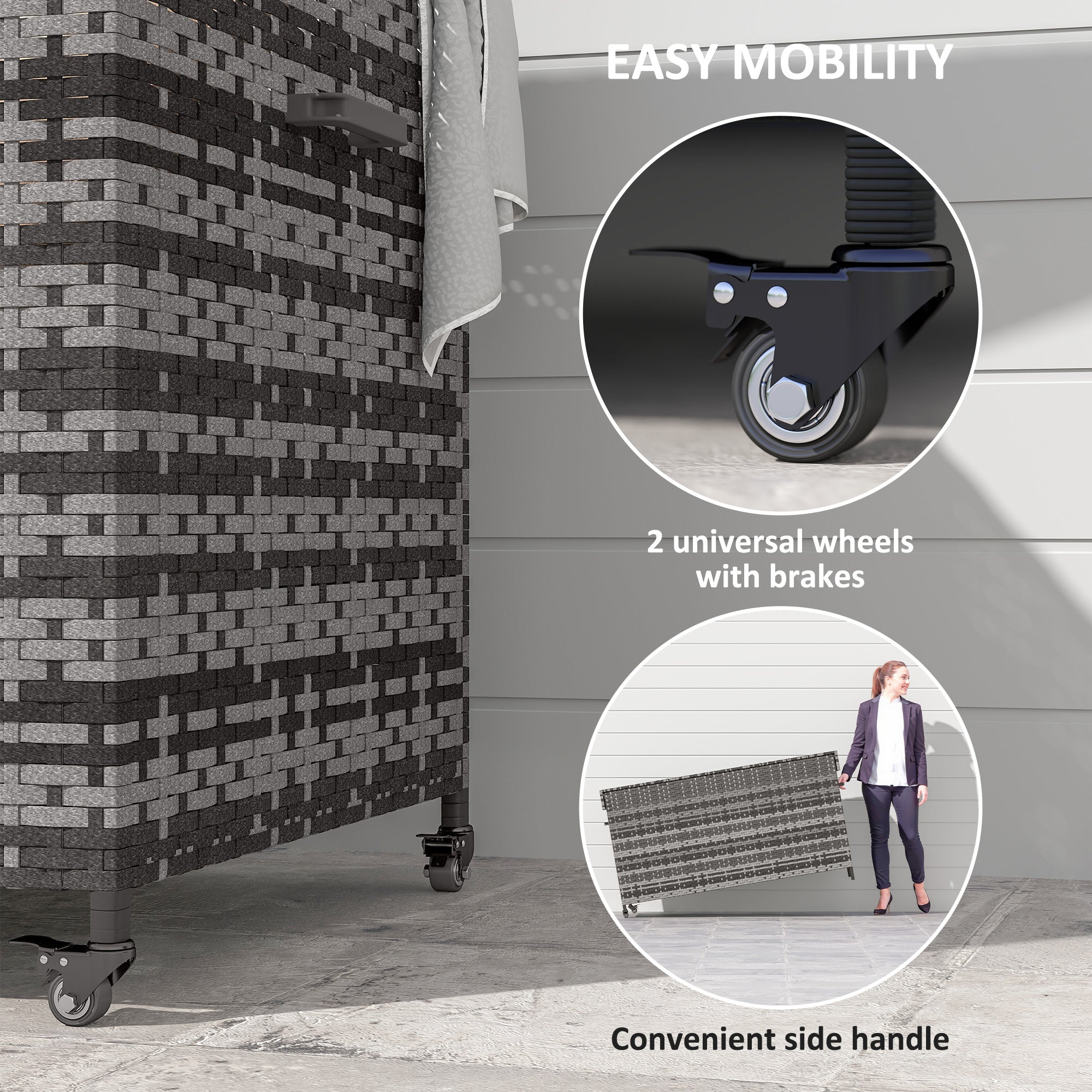 Outsunny 627 L Rattan Storage Box - Dark Grey