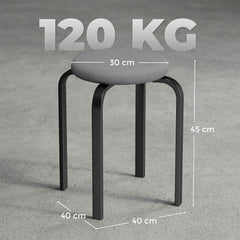 HOMCOM Stackable Stools Modern Cushioned Round Backless Stools Set of 4 Kitchen Dining Room Dark Grey