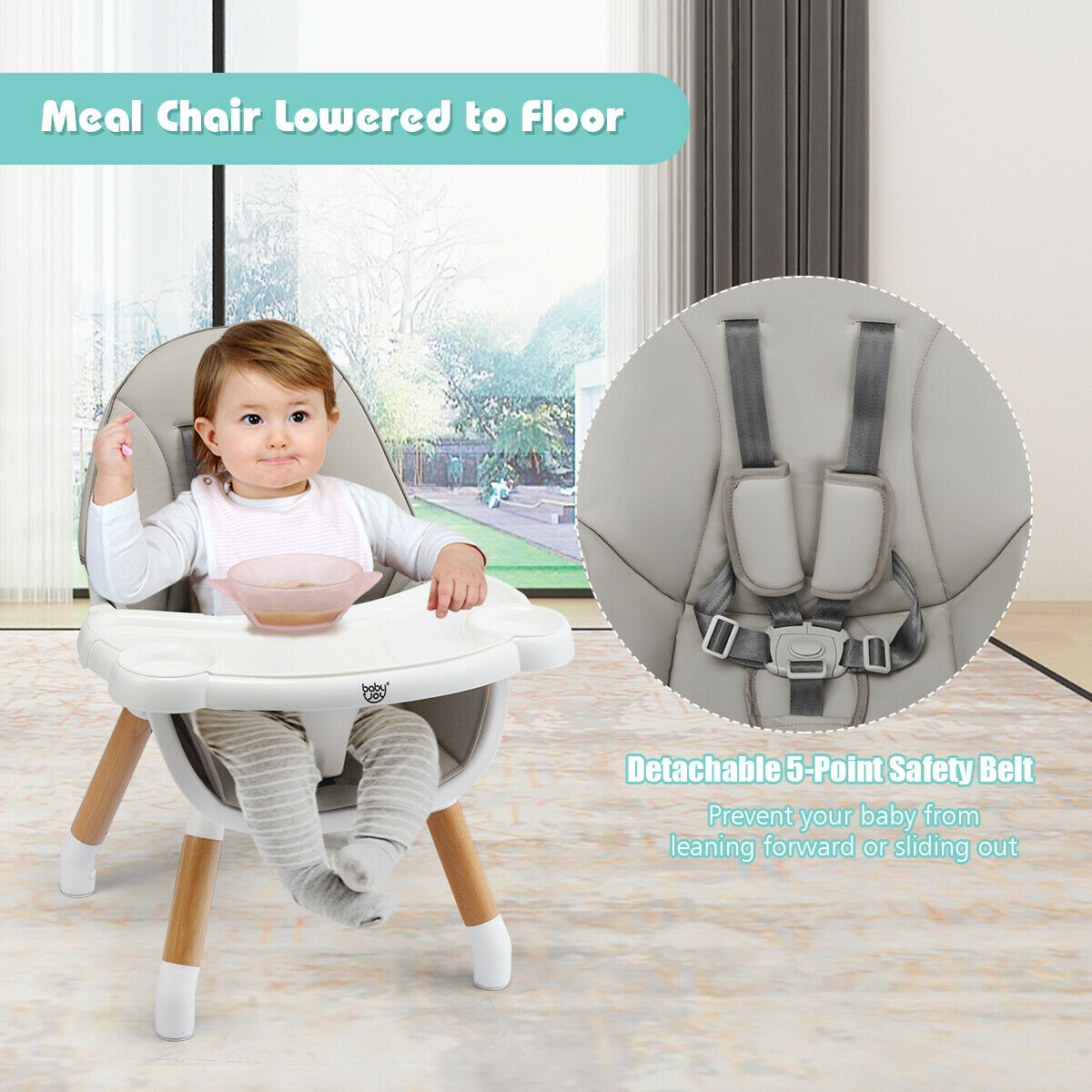 4 in 1 Baby High Chair Infant Feeding Seat-Grey