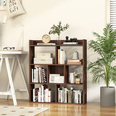 7 Cubes Open-back Bookshelf Home Storage Display Shelf-Walnut