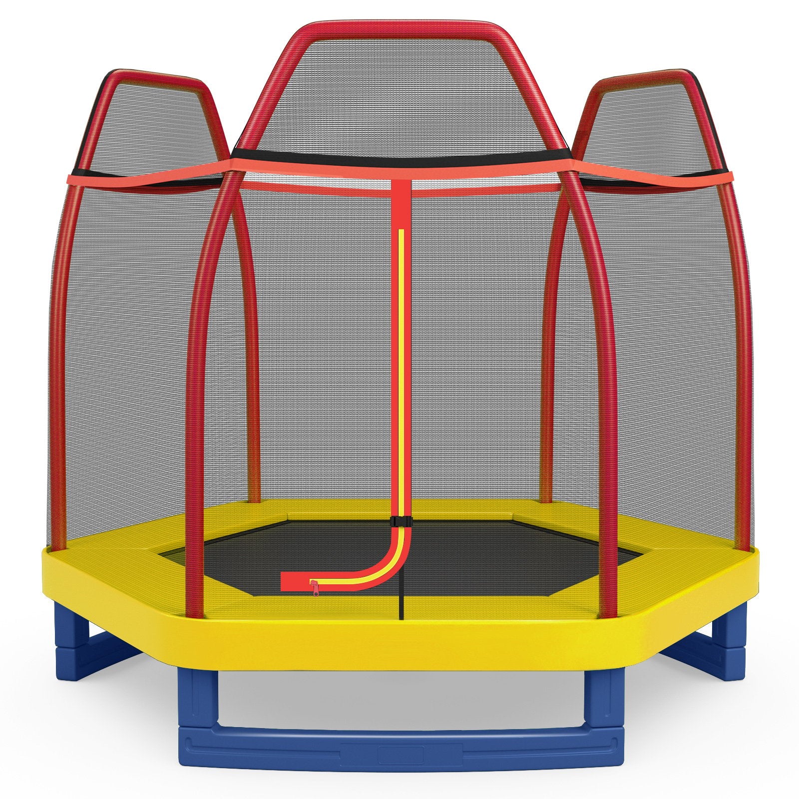 7 Feet Toddler Trampoline with Safety Enclosure Net-Orange