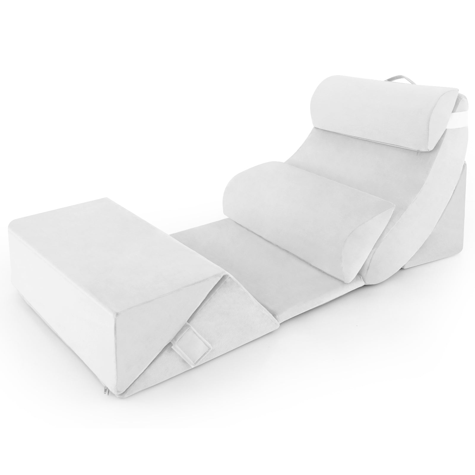 7 PCS Adjustable Support Pillow Set Bed Wedge Pillows with Memory Foam-White