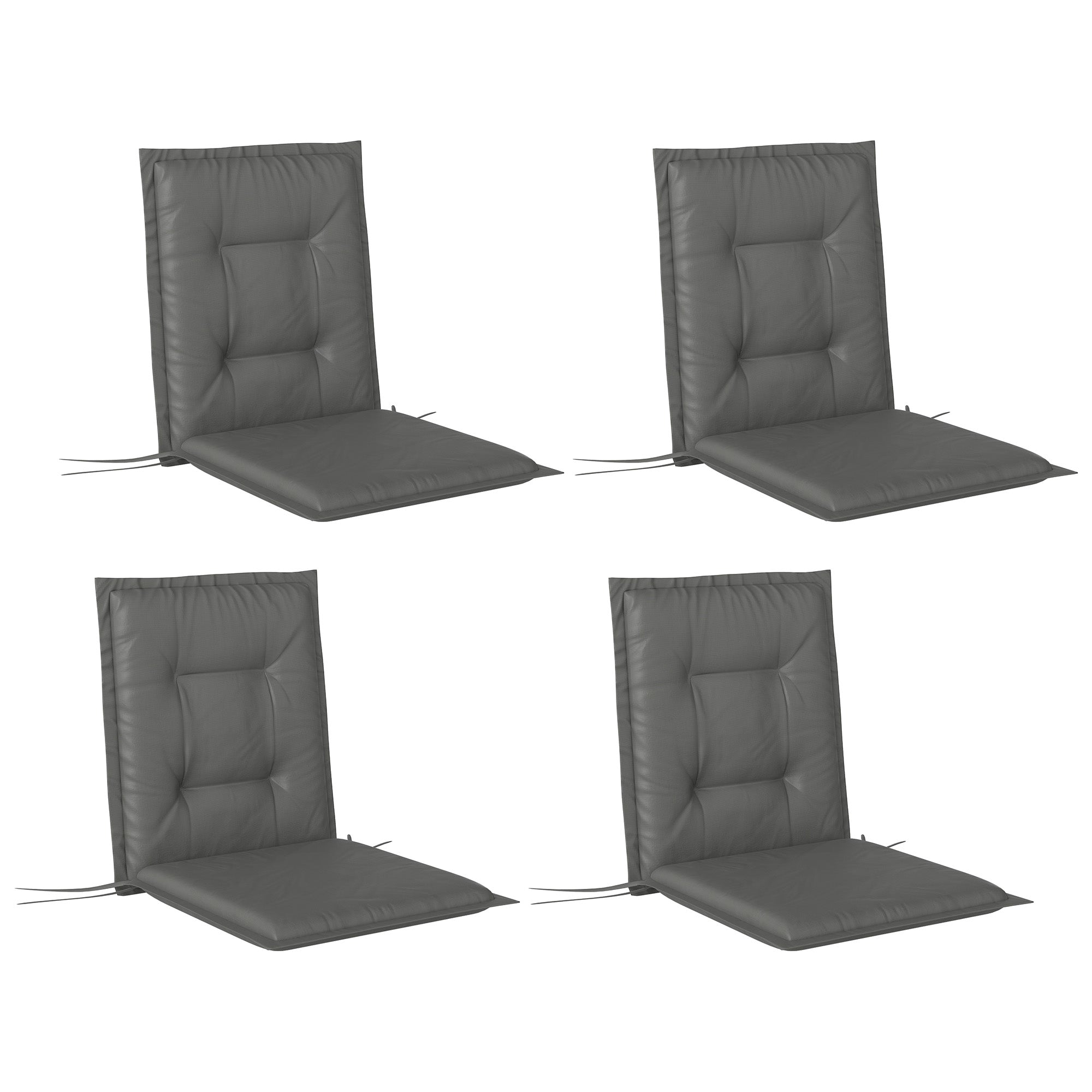 Outsunny Set of Four Padded Garden Seat Cushions - Light Grey