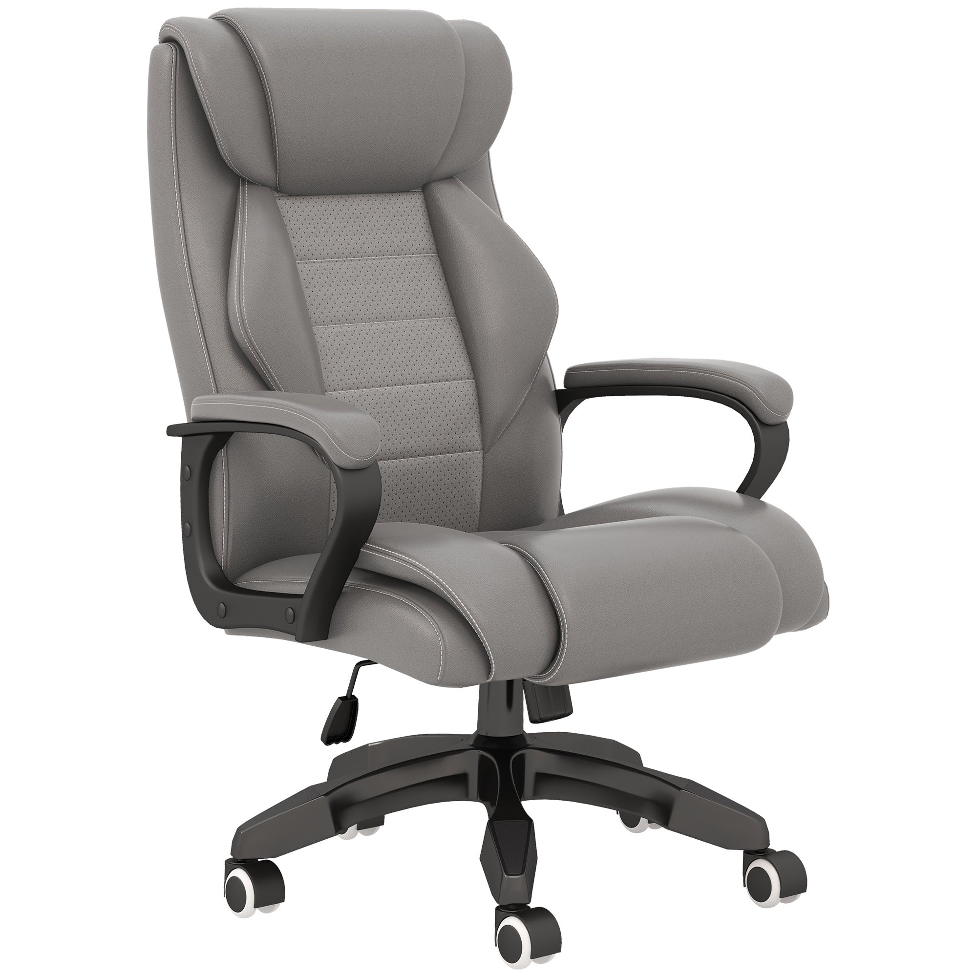 Vinsetto Office Chair with 6-Point Maaage and Back Heat, PU Desk Chair with Padded Seat and Armrest, Computer Chair with Tilt Function for Home, Grey