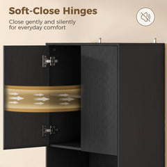 HOMCOM 170 cm Kitchen Pantry Cabinet, Freestanding Storage Cabinet with Soft-Close Hinges, Black Wood Effect