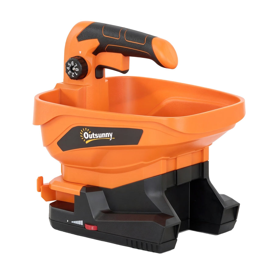 Outsunny Cordless Spreader, 3.3L Handheld Seed Spreader with Adjustable Scatter Width, Adjustable Flow, USB Charging Cable