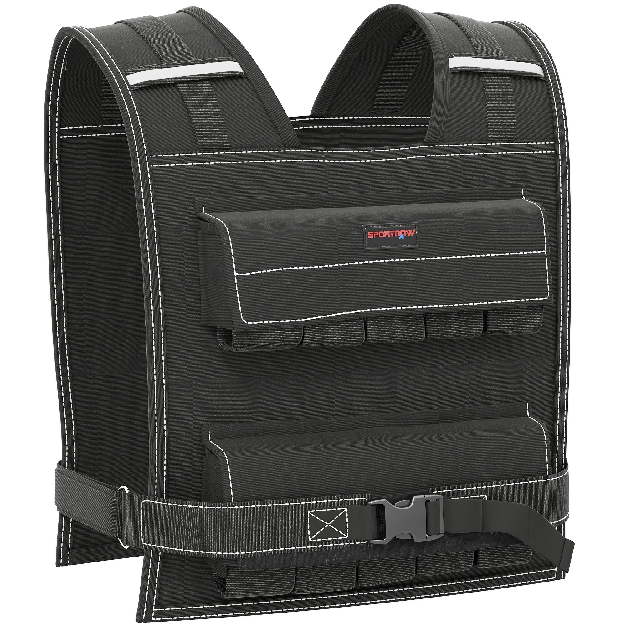 SPORTNOW 20KG Adjustable Weighted Vest, Running Weight Vest, with 30 Metal Weights, Reflective Strips, for Running, Exercise
