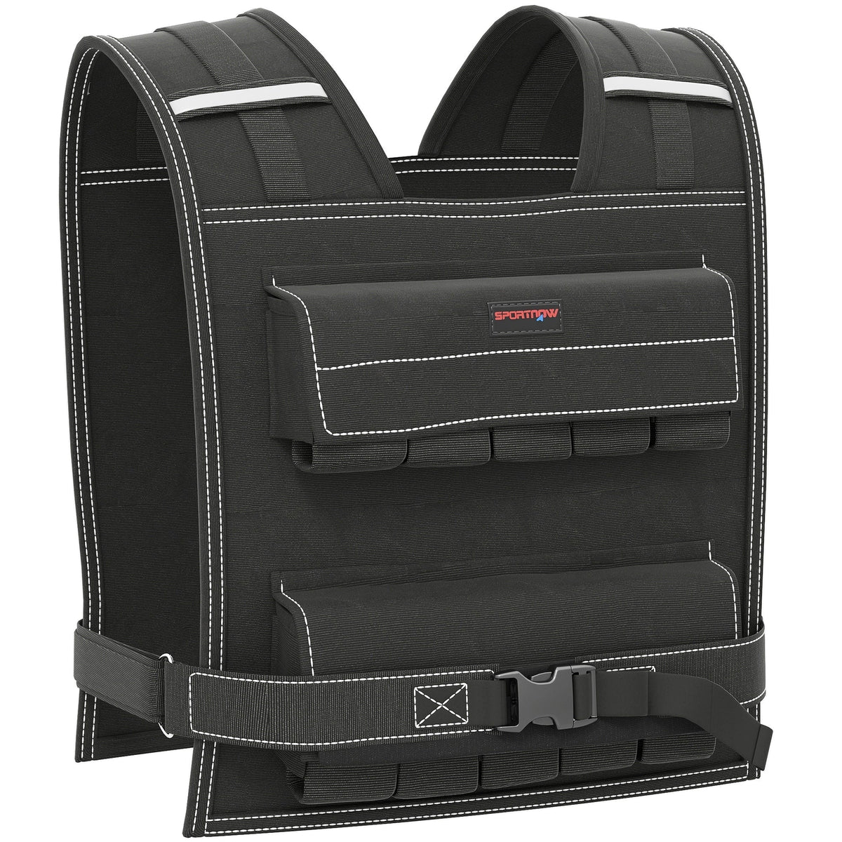 SPORTNOW 20KG Adjustable Weighted Vest, Running Weight Vest, with 30 Metal Weights, Reflective Strips, for Running, Exercise