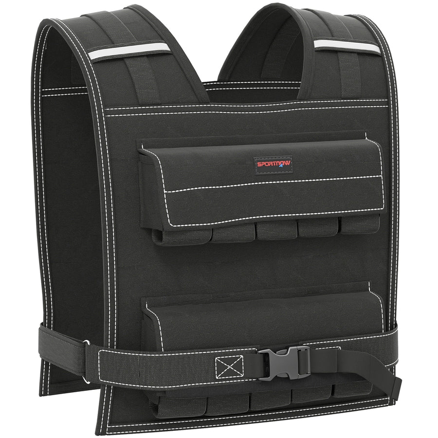 SPORTNOW 20KG Adjustable Weighted Vest, Running Weight Vest, with 30 Metal Weights, Reflective Strips, for Running, Exercise