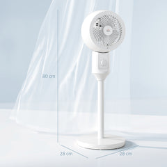 HOMCOM 32" Pedestal Fan, 70° Oscillating 90° Vertical Tilt Air Circulator with 3 Speeds, Standing Fan for Home Office, Bedroom, White