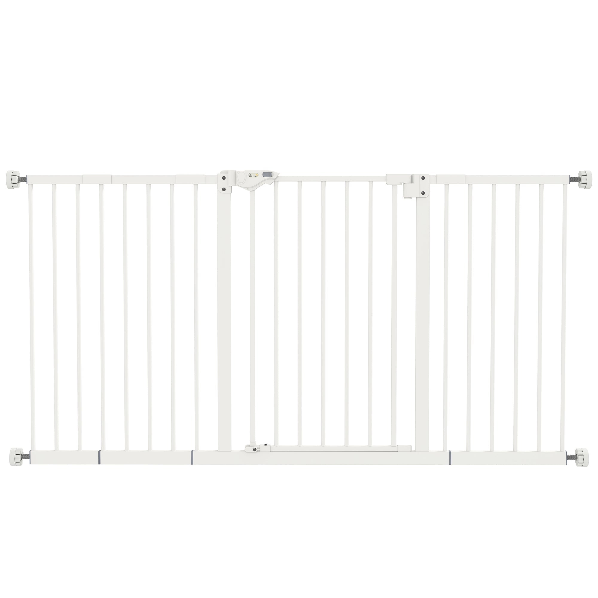 PawHut Adjustable Safety Gate w/ Three Extensions, Four Adjustable Screws, White