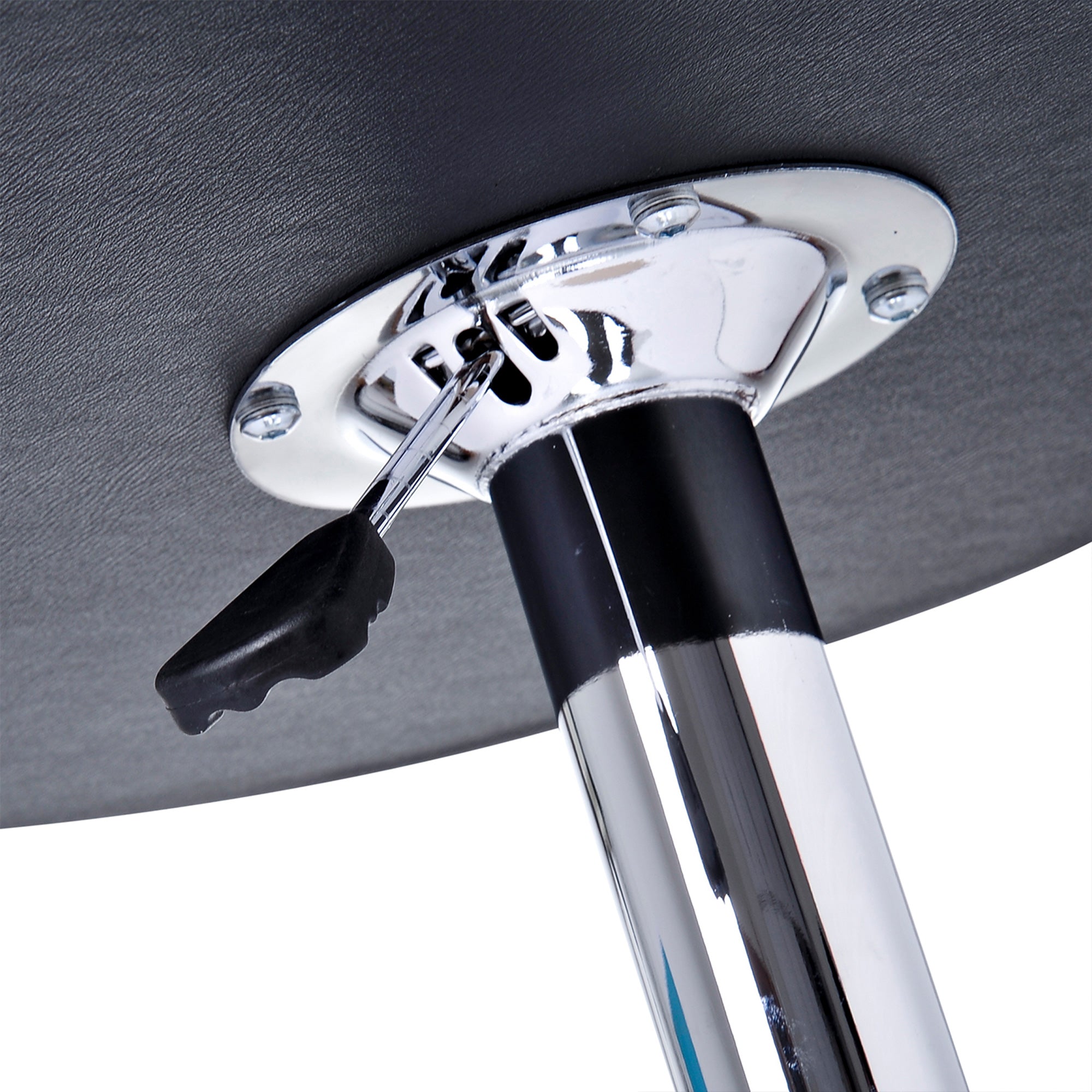 HOMCOM Adjustable Round Bistro Bar Table with PVC Leather Top Steel Base Home Kitchen Dining Desk Black