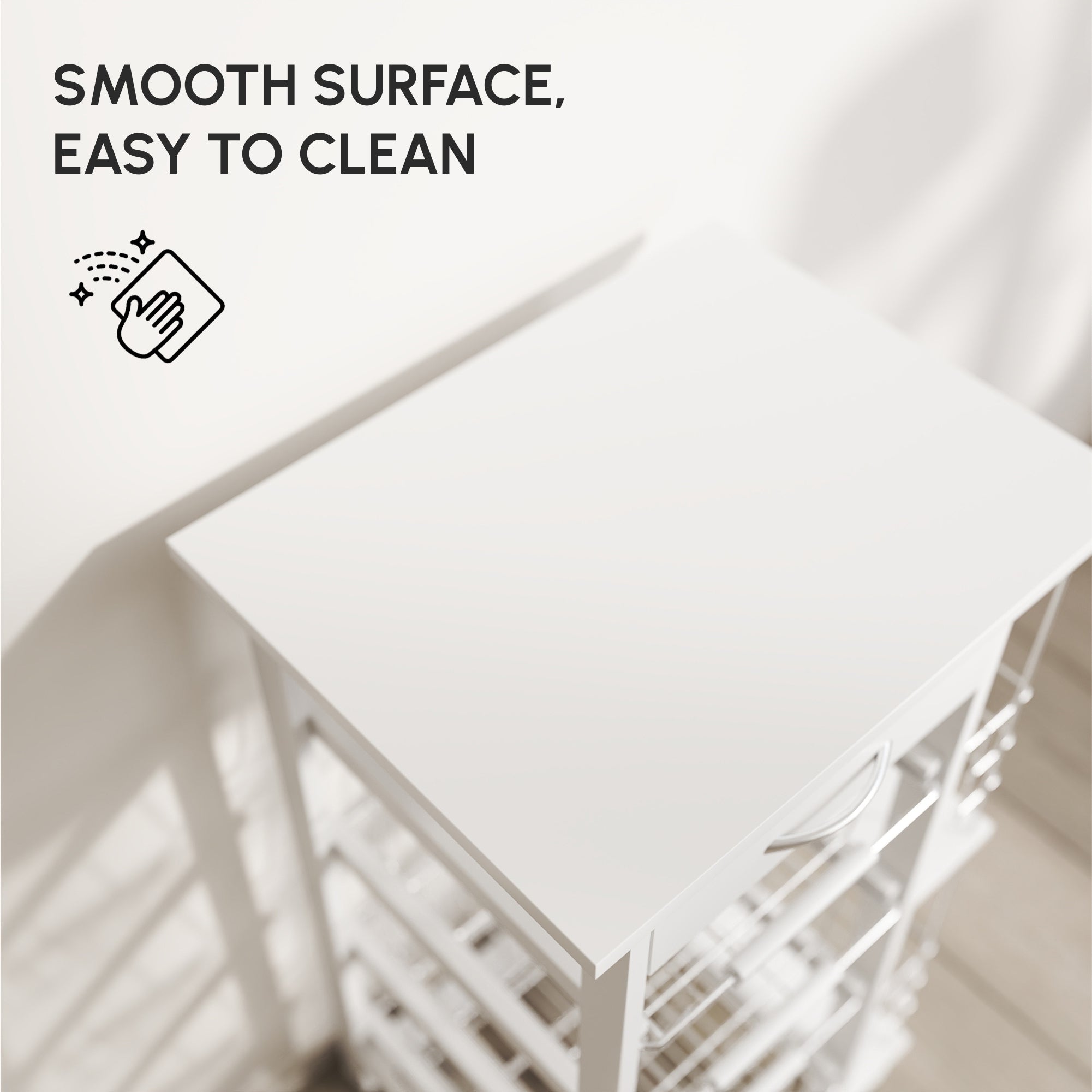 HOMCOM Rolling Kitchen Cart, Utility Storage Cart with 4 Basket Drawers & Side Racks, Wheels for Dining Room, White