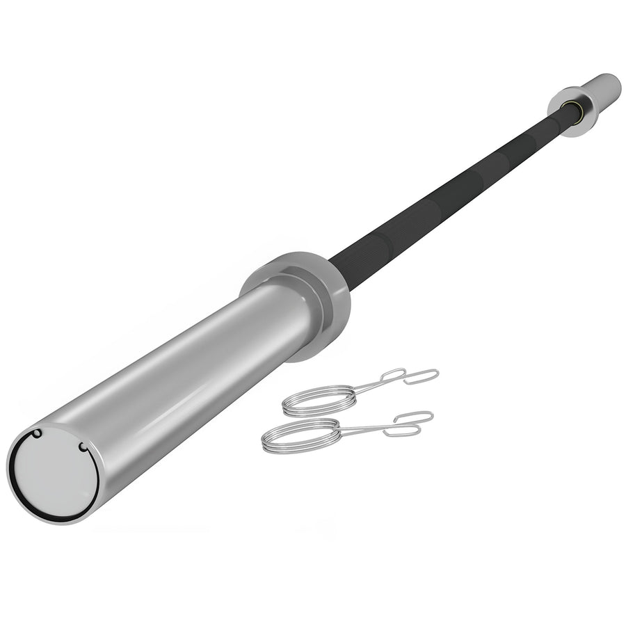 SPORTNOW 210cm Olympic Barbell Bar for 5cm Weight Plates, with Spring Clips, 19kg
