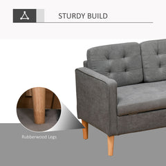 HOMCOM Modern 3 Seater Sofa with Hidden Storage, 169cm Tufted Snow Flannel Couch with Wood Legs, Compact Sofa for Living
