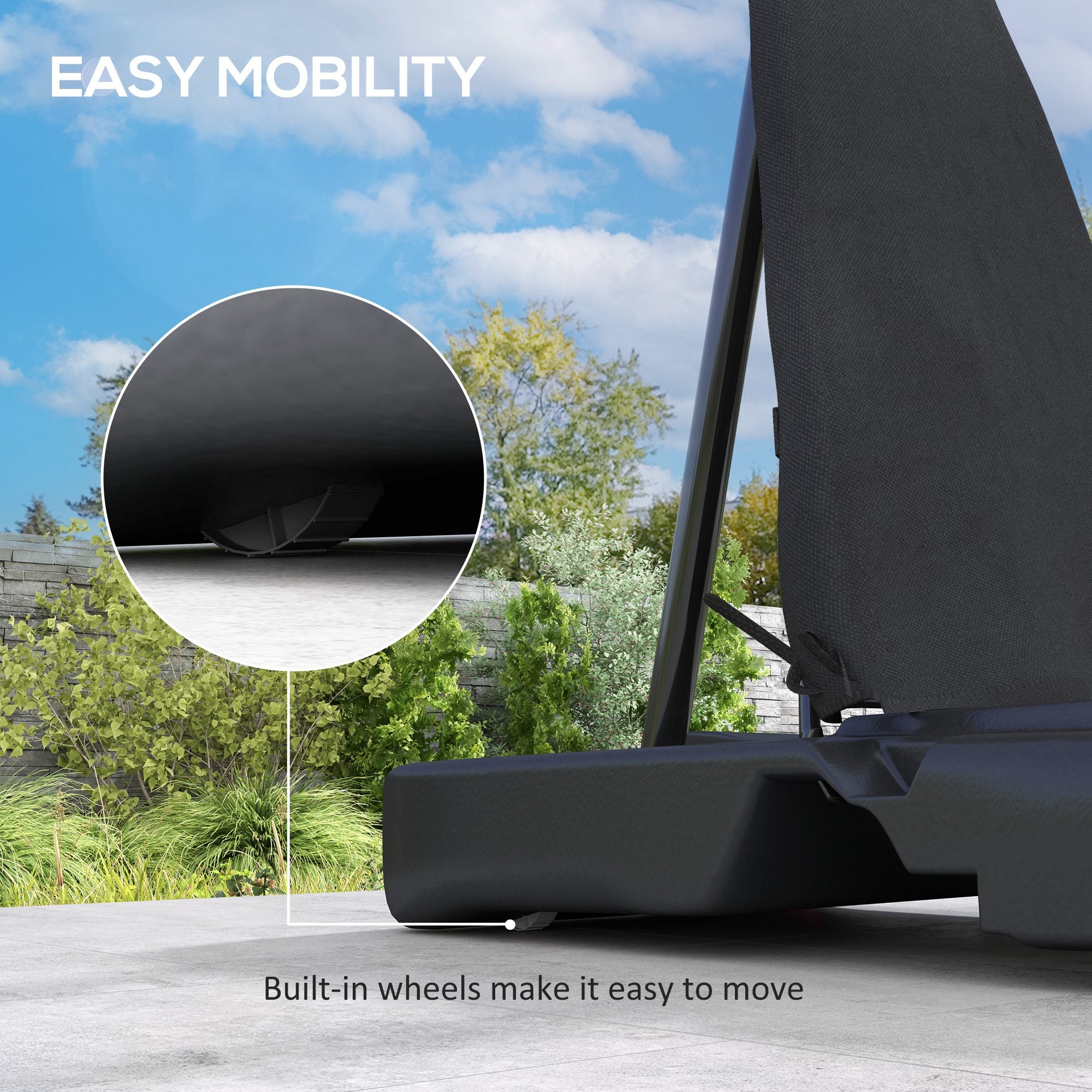 SPORTNOW 245-305cm Adjustable Basketball Hoop and Stand, with Wheels, Black