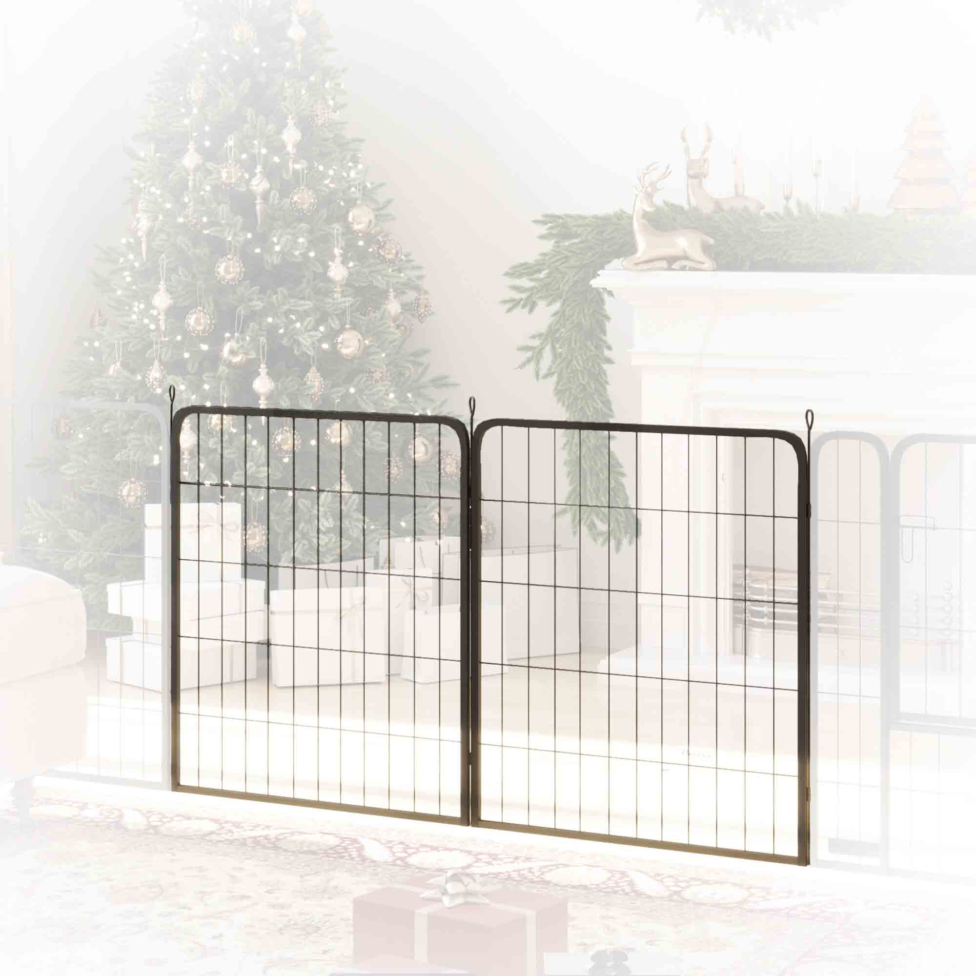 PawHut Two-Piece Dog Pen Expansion Pack for Medium Dogs, 80cm Tall Animal Pen with Three Connecting Stakes
