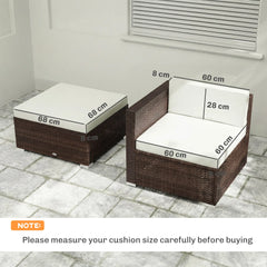 Outsunny 7-Piece Patio Furniture Cushions, Outdoor Loveseat Cushion with Removable Covers for Rattan Furniture, 60x60 cm, Cream