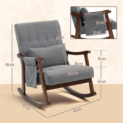 HOMCOM Wood Frame Rocking Accent Chair - Grey
