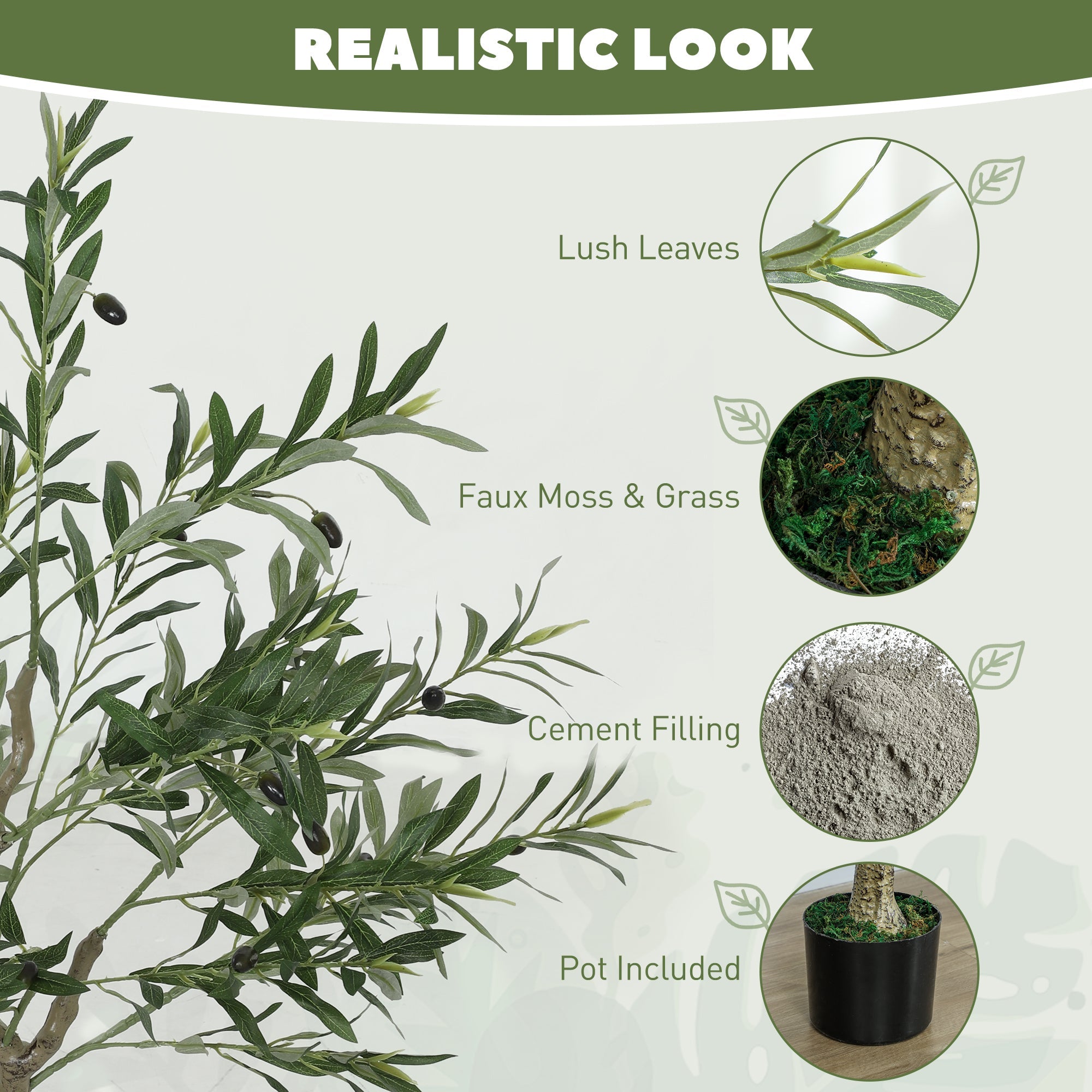 HOMCOM Set of Two Silk Leaf Artificial Olive Trees