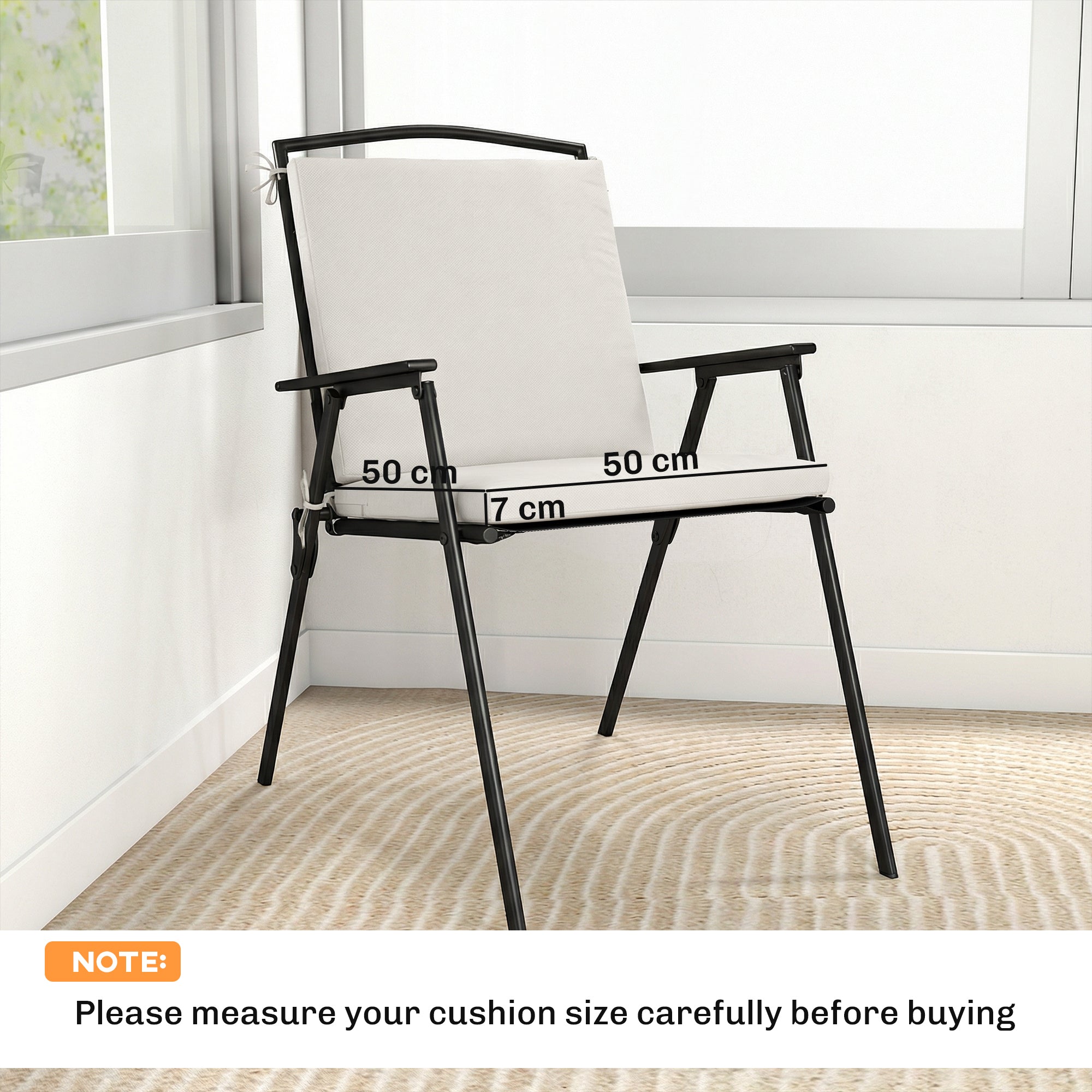 Outsunny Outdoor Seat Cushions Set of 2 with Ties, Waterproof Garden Seat Pads, Cream White