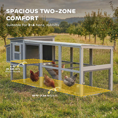 PawHut Large Chicken Coop, Wooden Hen House with Covered Run, Nesting Box, Pull-Out Tray, Opening Asphalt Roof