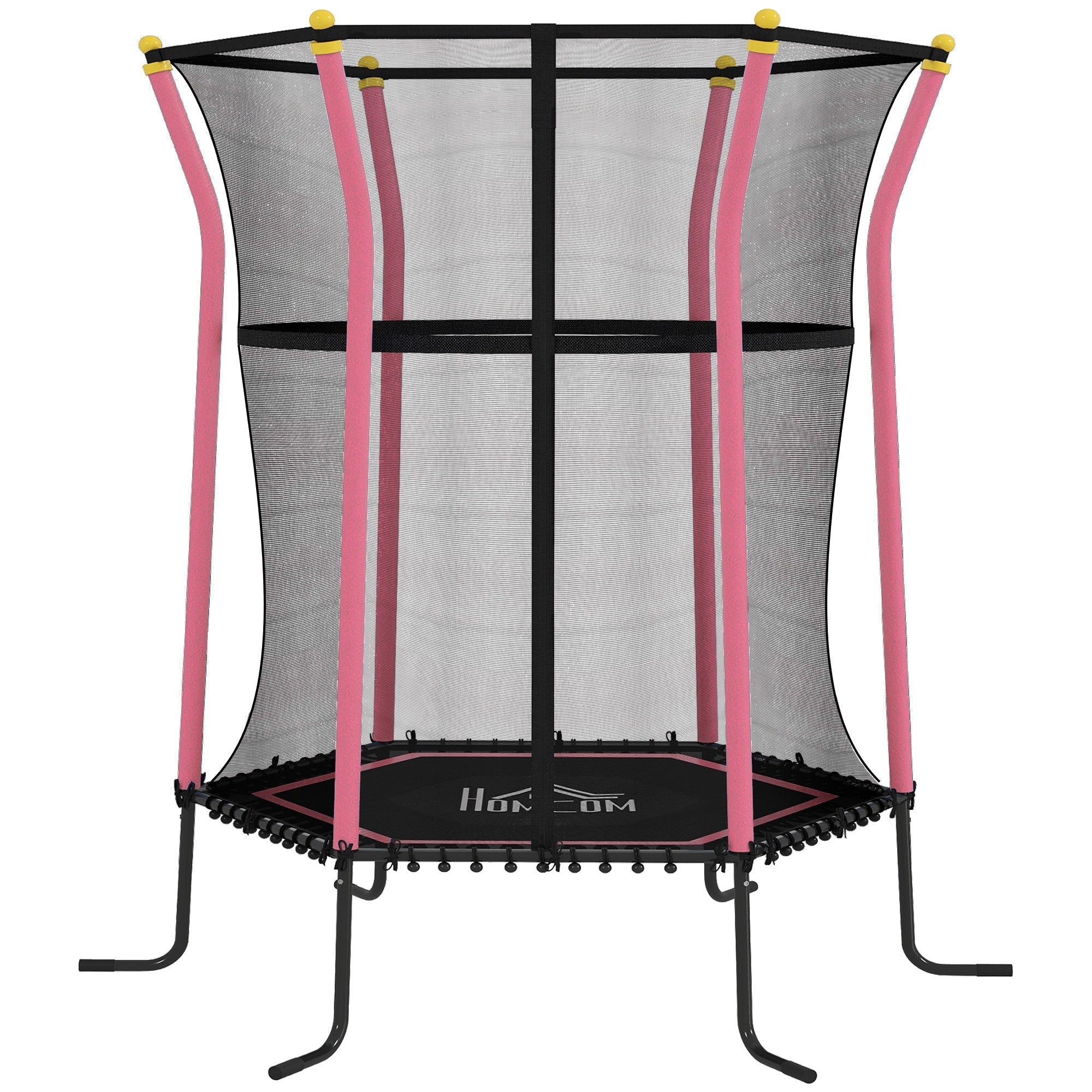 HOMCOM Kids Trampoline Mini Bouncer with Enclosure Safety Net For Ages 3-10 Years - Pink