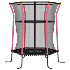 HOMCOM Kids Trampoline Mini Bouncer with Enclosure Safety Net For Ages 3-10 Years - Pink
