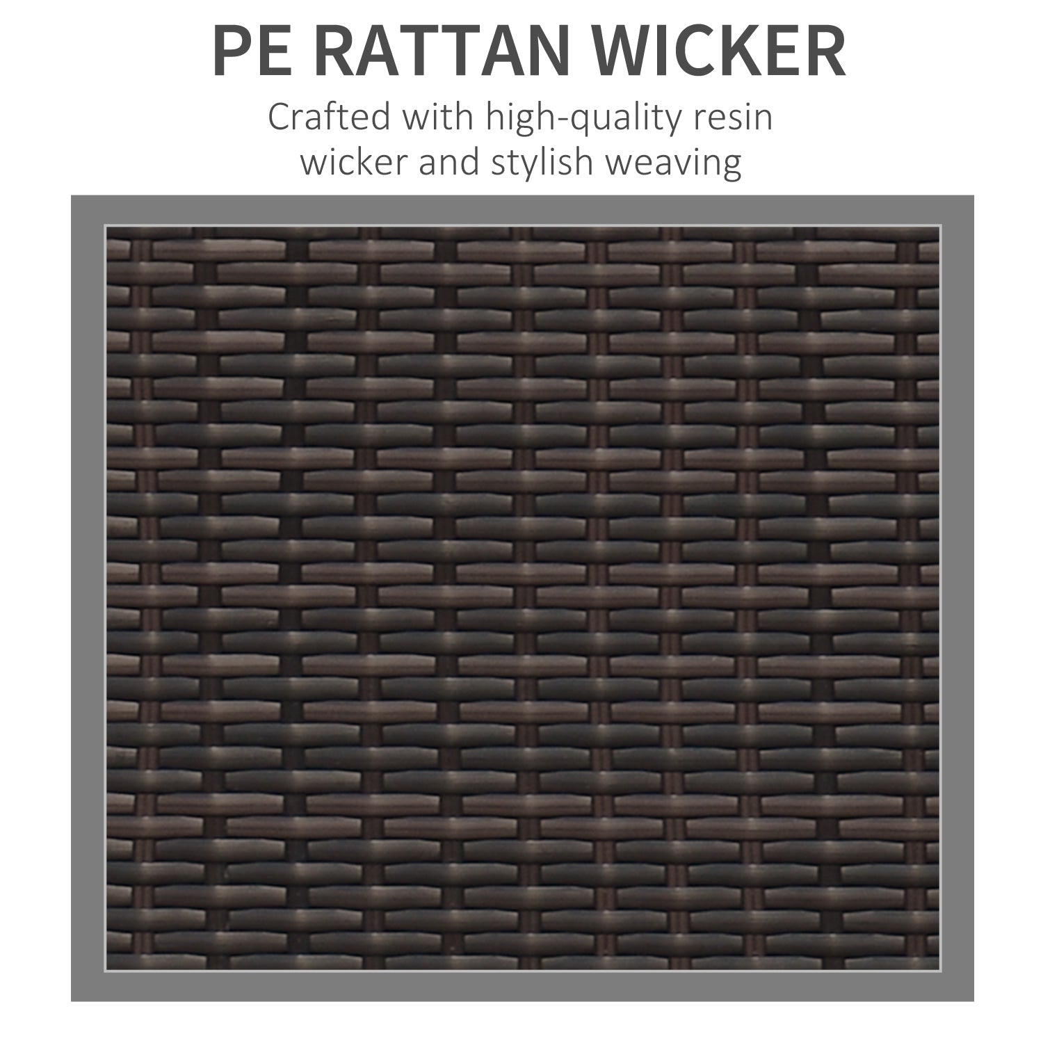 Outsunny 3 Seater Rattan Sofa, All-Weather Wicker Weave Metal Frame Chair with Fire Resistant Cushion, Brown