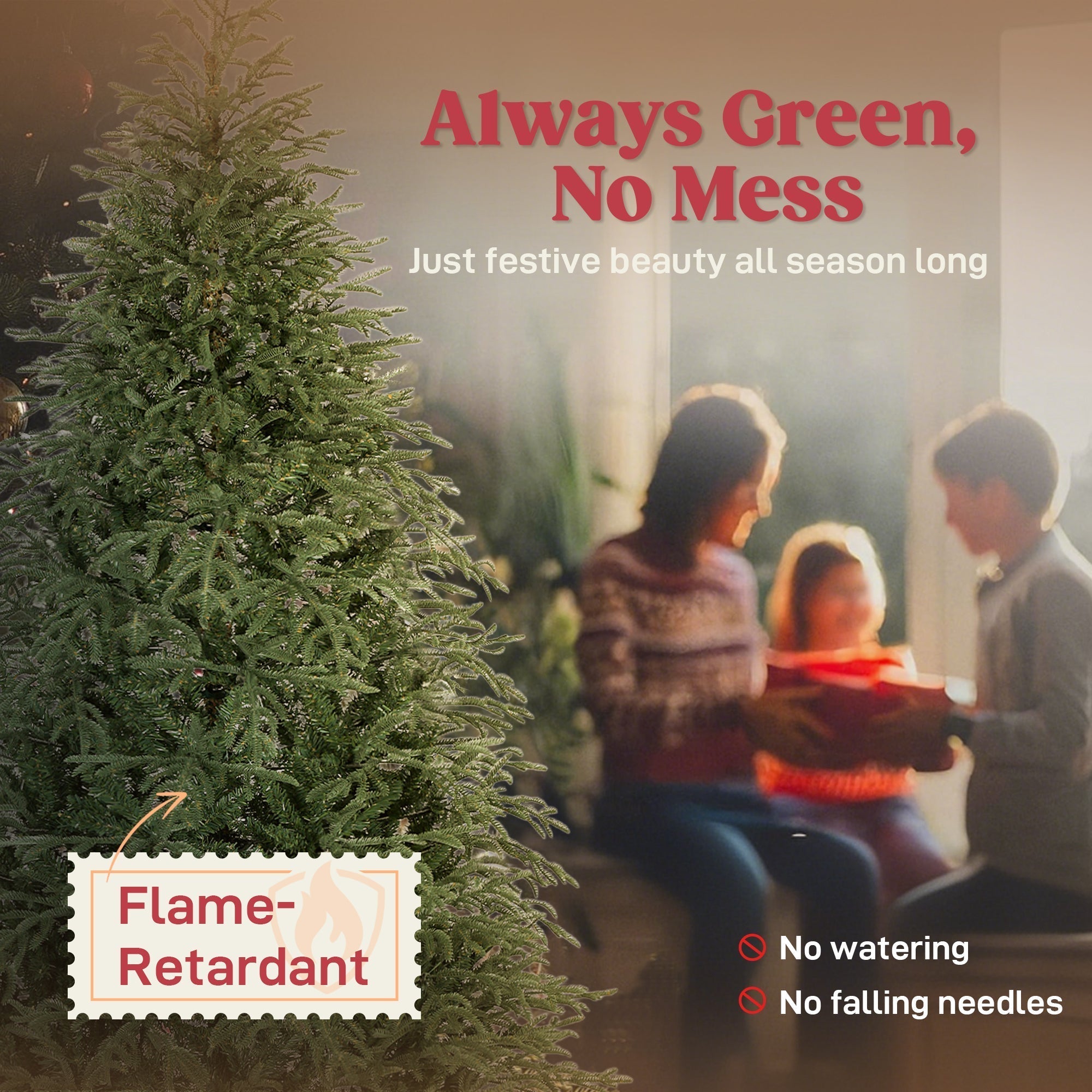 HOMCOM 7 ft Full Spruce Christmas Tree with Realistic Dense Tips, Easy Assembly - Green