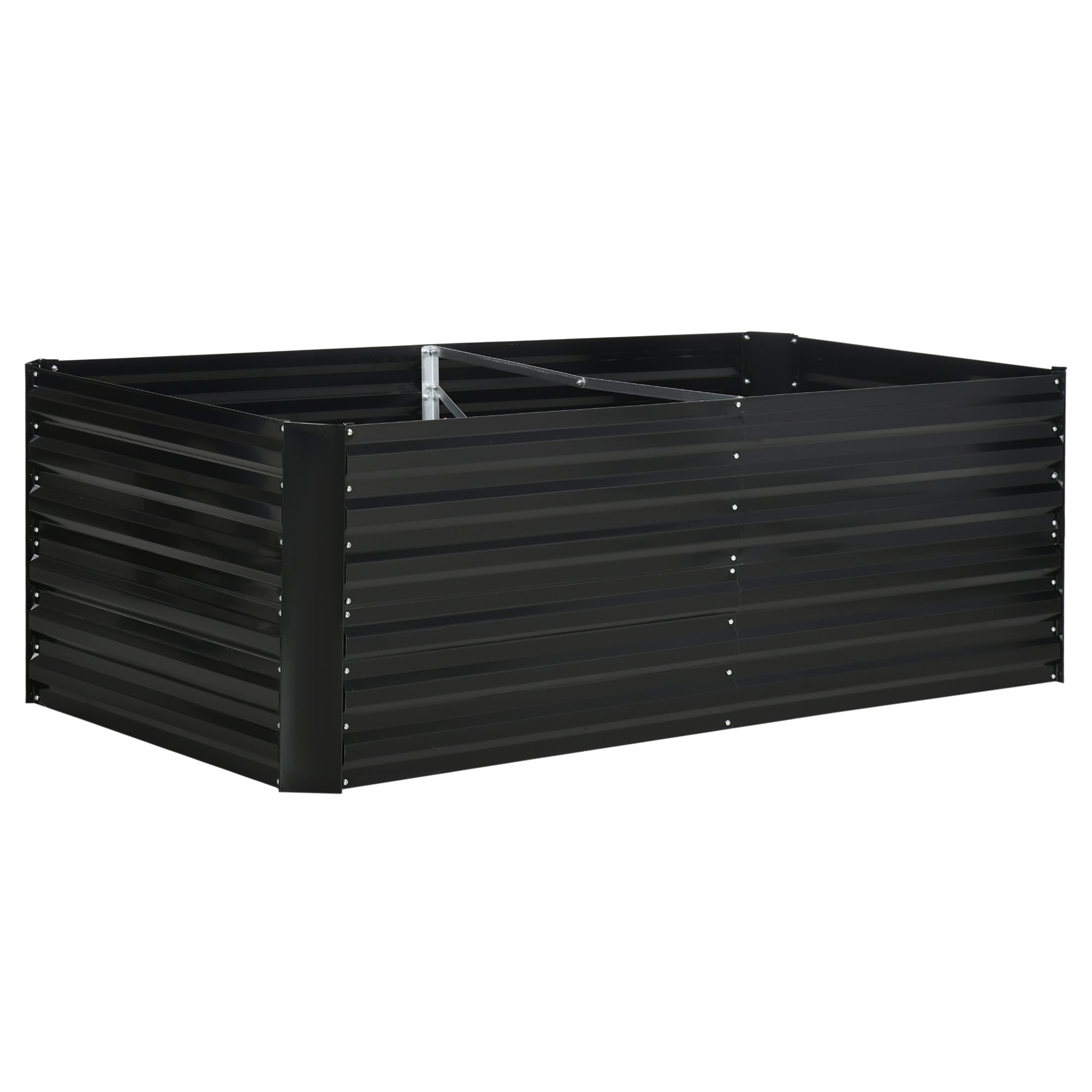 Outsunny Raised Beds for Garden, Galvanised Steel Outdoor Planters with Multi-reinforced Rods, 180 x 90 x 59 cm, Black