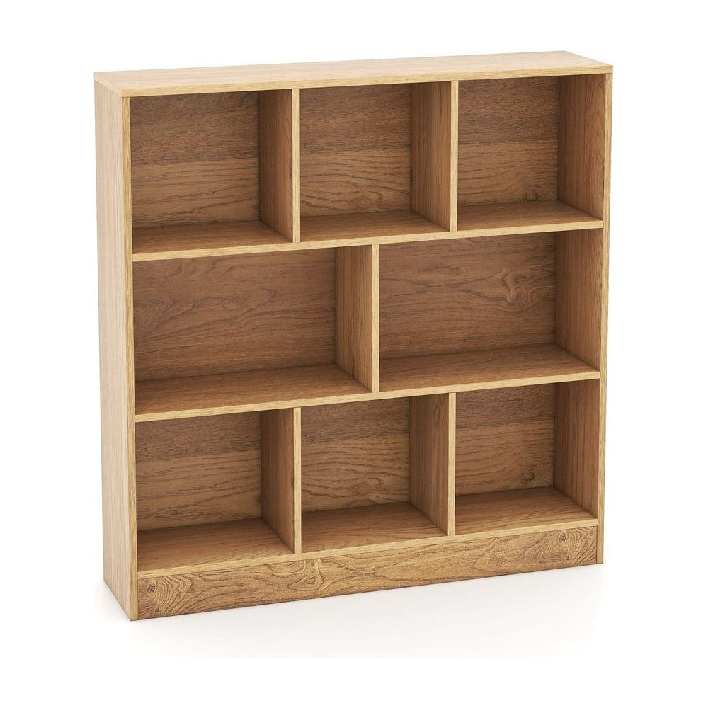 8-Cube Bookshelf with a natural wood finish and eight open storage compartments