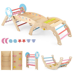 8-in-1 Wooden Triangle Set Foldable Montessori Climbing Toys-Macaron