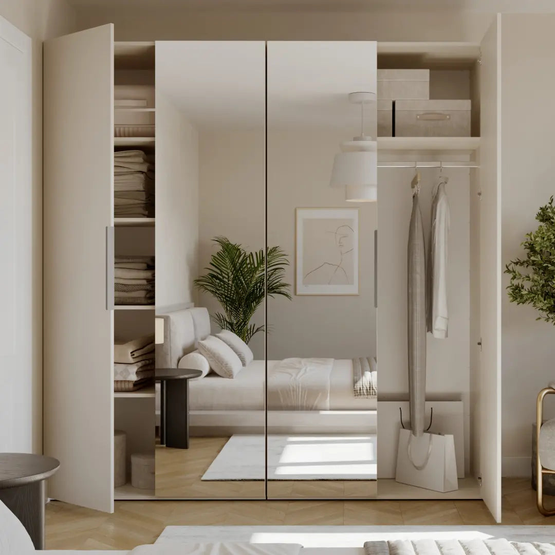 Lumo Hinged Door Wardrobe 100cm in Cashmere, image 14
