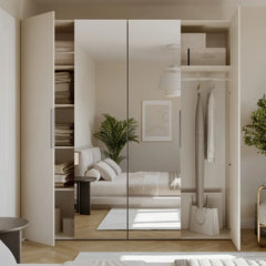 Lumo Hinged Door Wardrobe 100cm in Cashmere, image 14