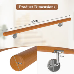 80 cm Stair Railing Indoor with Stainless Steel Wall Brackets
