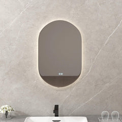 Oval LED Wall Mirror with dimmable 3-color lights and smart touch