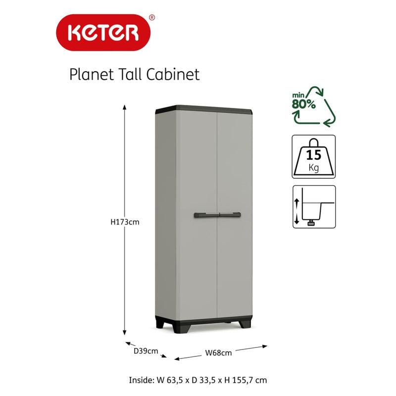 Keter Storage Cabinet with Shelves Planet Grey and Black