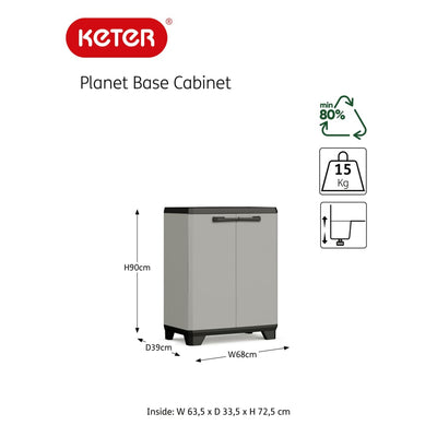 Keter Low Storage Cabinet Planet Grey and Black