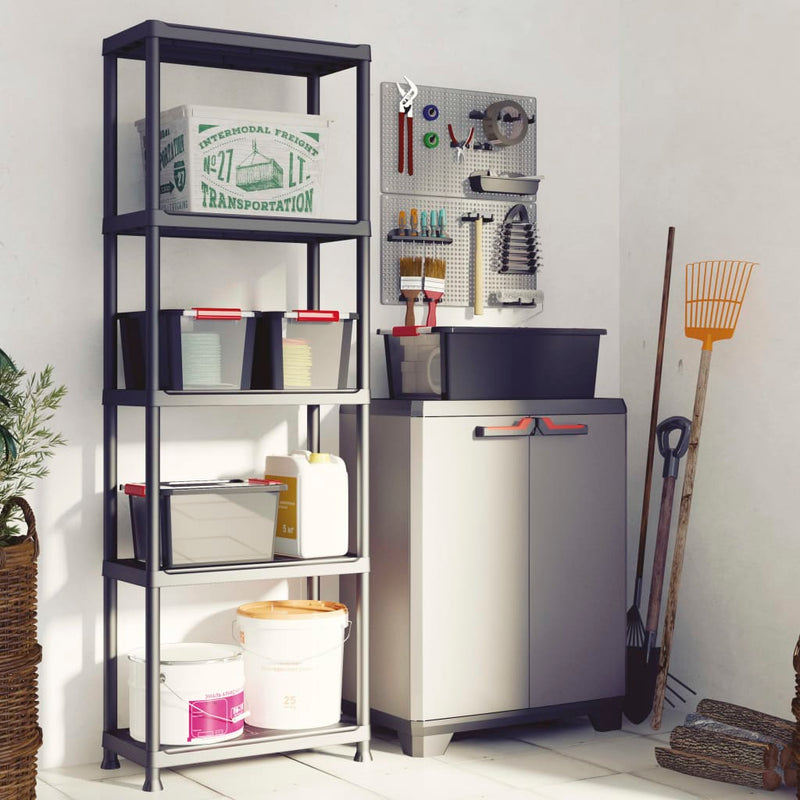 Keter Low Storage Cabinet Stilo Grey and Black 90 cm