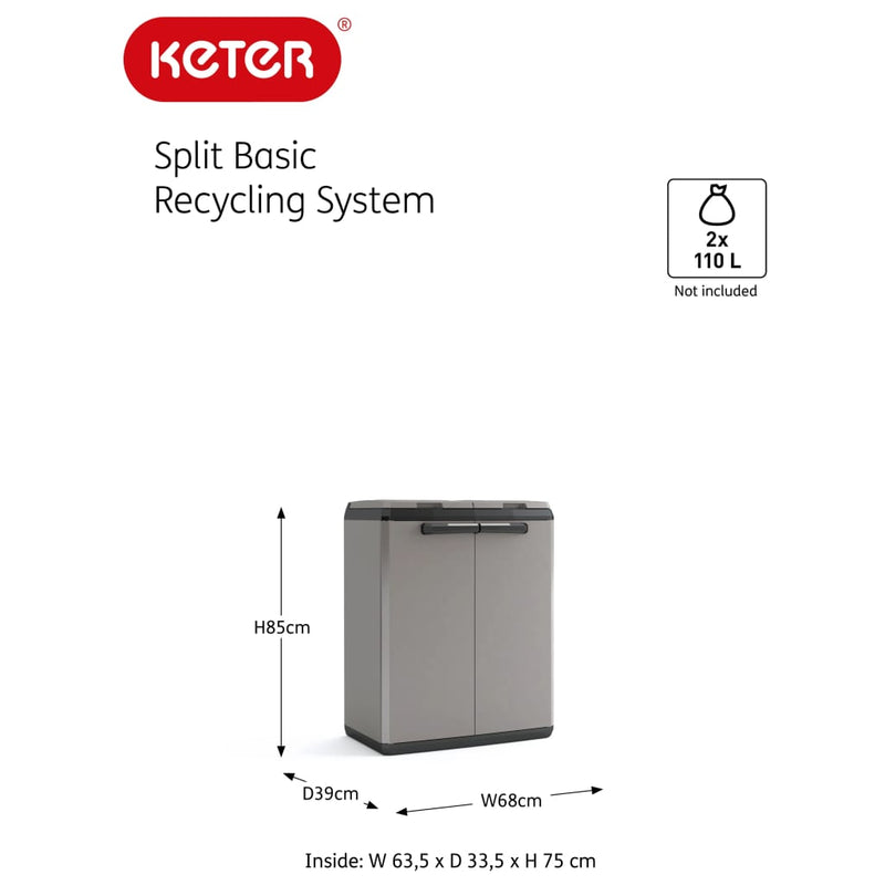 Keter Recycling Cabinet “Split Basic” Grey and Black 85 cm