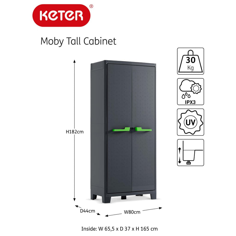 Keter Storage Cabinet with shelves Moby Graphite Grey 182 cm